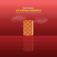 National Eis Sahne Sandwich Tag Design. Eis Sahne Sandwich Symbol isoliert auf Vorlage zum Hintergrund. Eis Sahne Sandwiches kreativ Anzeigen Poster, August 2. wichtig Tag vektor