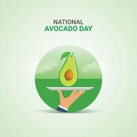 National Avocado Tag kreativ Anzeigen Design. Avocado Gemüse Symbol isoliert auf ein Grün Hintergrund. Avocado Tag Poster, Juli 31. wichtig Tag vektor