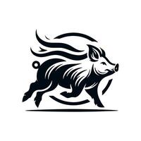 schwarz Tier Schwein Illustration Logo Silhouette. Schwein Logo Design vektor