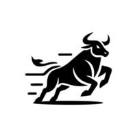 schwarz und Weiß Stier Logo. Laufen Stier Logo vektor