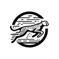 löpning gepard djur- logotyp i svart och vit. gepard logotyp design vektor