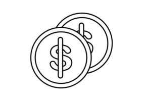 der Umriss einer Münze mit einem Dollarzeichen in der Mitte vektor