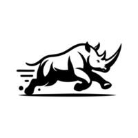 Nashorn Logo Aktie. Illustration von ein Silhouette von ein Nashorn Stehen auf isoliert Weiß Hintergrund vektor