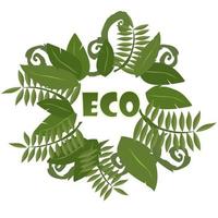runder Rahmen mit tropischen Blättern auf weißem Hintergrund. Ökologie-Logo vektor