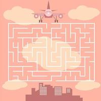 labyrint med flygplan - spel för barn - vektor