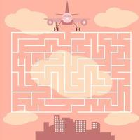 Labyrinth mit Flugzeug - Spiel für Kinder - Vektor