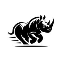 Nashorn Logo Aktie. Illustration von ein Silhouette von ein Nashorn Stehen auf isoliert Weiß Hintergrund vektor