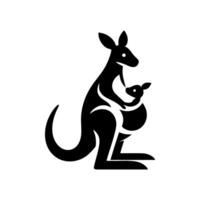 Logo von ein Känguru Tragen es ist Kind. schwarz und Weiß Känguru vlogo vektor