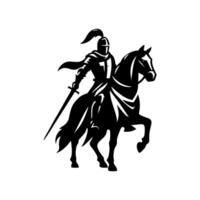 Pferdesport Ritter Logo Design. Pferd Krieger Logo. Krieg Pferd Silhouette vektor