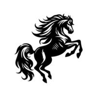 häst logotyp design. stående hingst logotyp. svart och vit häst logotyp design vektor