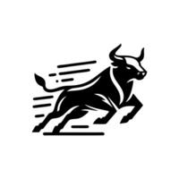 schwarz und Weiß Stier Logo. Laufen Stier Logo vektor