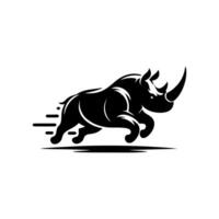 Nashorn Logo Aktie. Illustration von ein Silhouette von ein Nashorn Stehen auf isoliert Weiß Hintergrund vektor