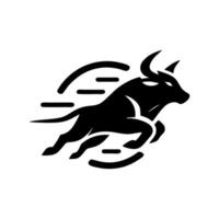 schwarz und Weiß Stier Logo. Laufen Stier Logo vektor