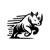 Nashorn Logo Aktie. Illustration von ein Silhouette von ein Nashorn Stehen auf isoliert Weiß Hintergrund vektor