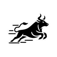 schwarz und Weiß Stier Logo. Laufen Stier Logo vektor