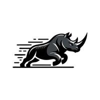 Nashorn Logo Aktie. Illustration von ein Silhouette von ein Nashorn Stehen auf isoliert Weiß Hintergrund vektor