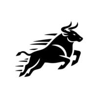 schwarz und Weiß Stier Logo. Laufen Stier Logo vektor