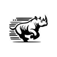 Nashorn Logo Aktie. Illustration von ein Silhouette von ein Nashorn Stehen auf isoliert Weiß Hintergrund vektor