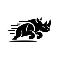 Nashorn Logo Aktie. Illustration von ein Silhouette von ein Nashorn Stehen auf isoliert Weiß Hintergrund vektor