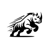 Nashorn Logo Aktie. Illustration von ein Silhouette von ein Nashorn Stehen auf isoliert Weiß Hintergrund vektor