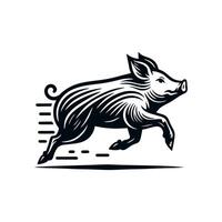 schwarz Tier Schwein Illustration Logo Silhouette. Schwein Logo Design vektor