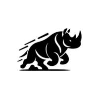 Nashorn Logo Aktie. Illustration von ein Silhouette von ein Nashorn Stehen auf isoliert Weiß Hintergrund vektor