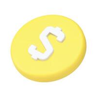 Dollar Kasse Münze Geld Gelb Taste Investition Geschäft Zahlung Verkauf Reich Währung 3d Symbol vektor