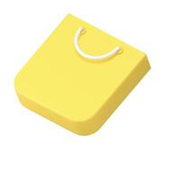 Gelb Papier Einkaufen Tasche Waren Einkauf Fan-Shop Verkauf Rabatt 3d Symbol realistisch vektor