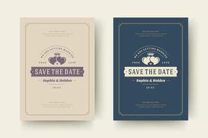 Hochzeit Einladungen speichern das Datum Karten Design Illustration. vektor
