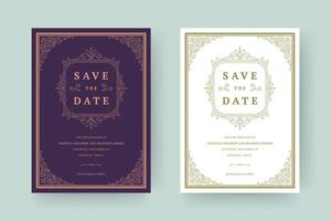 Hochzeit Einladung speichern das Datum Karte Vorlage elegant gedeiht Ornamente Vignette wirbelt Illustration vektor