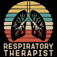 respiratorisk terapeut - retro årgång lungor pulmonology rt t-shirt vektor