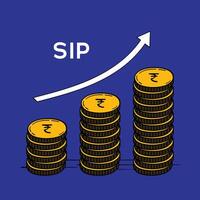 finansiell tillväxt begrepp med stackar av gyllene mynt ikon illustration. ökande pålar av mynt platt ikon vektor