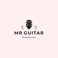 Gitarre mit Schnurrbart Logo. Herren Musiker Logo Design Vorlage vektor