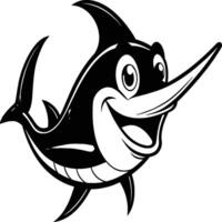 Marlin Schwertfisch Illustration im schwarz Clip Art Stil Blau Marlin vektor