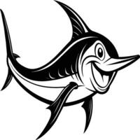Marlin Schwertfisch Illustration im schwarz Clip Art Stil Blau Marlin vektor