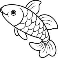 fisk färg sidor för färg bok. arowanaen fisk linje konst svart vit illustration vektor