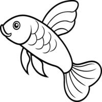 Fisch Färbung Seiten zum Färbung Buch. Arowana Fisch Linie Kunst schwarz Weiß Illustration vektor