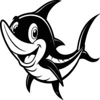 Marlin Schwertfisch Illustration im schwarz Clip Art Stil Blau Marlin vektor