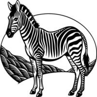 Zebra, minimalistisch und einfach Silhouette Illustration. Tier Linolschnitt vektor