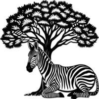 Zebra, minimalistisch und einfach Silhouette Illustration. Tier Linolschnitt vektor