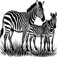 Zebra, minimalistisch und einfach Silhouette Illustration. Tier Linolschnitt vektor