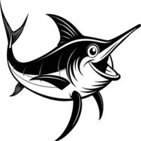 Marlin Schwertfisch Illustration im schwarz Clip Art Stil Blau Marlin vektor