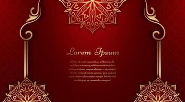 Luxus rot Hintergrund mit golden Mandala Ornament vektor