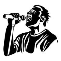 Mann Sänger Silhouette, Mann Singen auf Mikrofon, Sänger Singen Silhouette, Sänger Singen zu Mikrofon einer kontinuierlich Linie Illustration vektor