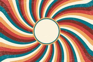 retro Sonne Hintergrund. abstrakt Sommer- Sunburst mit Strahlen. Jahrgang Grunge Textur 70er Jahre Design. alt Papier groovig Farbe Illustration. vektor