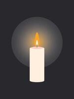zündete Wachs Kerze mit Feuer Flamme isoliert auf schwarz Vertikale Hintergrund. das Konzept von ein Minute von Stille und Respekt zum das Erinnerung von das tot. Ukraine ohne Elektrizität. vektor