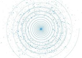 Blau linear Spiral- und glänzend Punkte abstrakt Hintergrund vektor