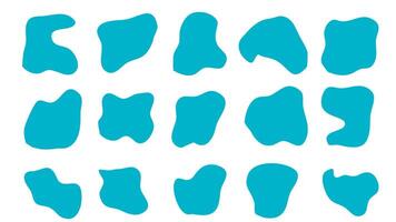 15 modern Blau Himmel Flüssigkeit irregulär Klecks Formen abstrakt. Elemente Grafik eben Stil. Flüssigkeit Design Illustration Lager vektor