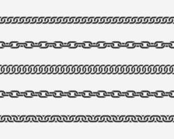 uppsättning sömlös kedja länk. annorlunda kedjor silhuett svart och vit isolerat på bakgrund. kedja linje design element. vektor