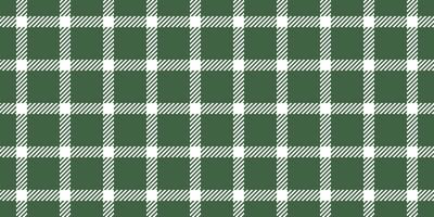 Ernte Textur Textil- Stoff, Kleid prüfen Plaid Hintergrund. traditionell Tartan Muster nahtlos im Grün und Weiß Farben. vektor